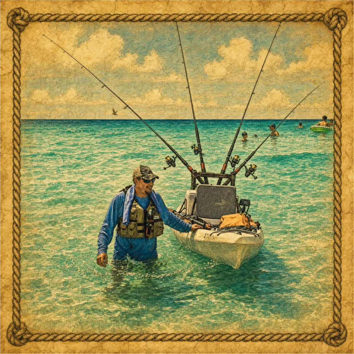 Kayak fishing in the crystal-clear Gulf waters near Destin